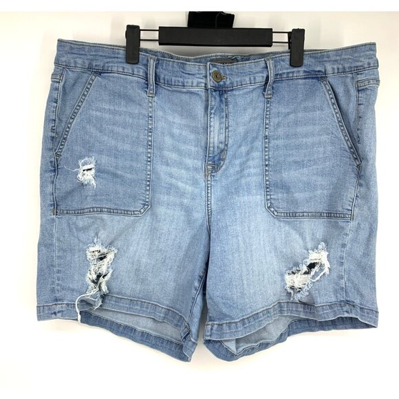 Torrid Denim Shorts Vintage Stretch Mid Rise Blue Distressed - Picture 3 of 11